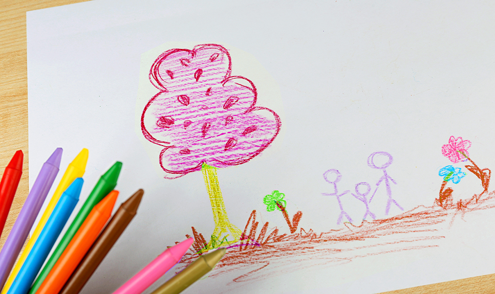 Dibujo de un niño daltónico.